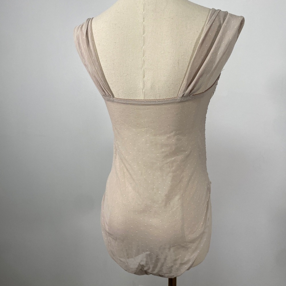 Vintage Y2K Vassarette Size 36B Beige Tan Mesh Lace Underwire Bustier Bodysuit - Picture 4 of 8